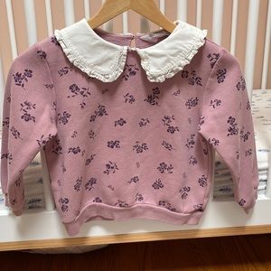 H&M Purple Floral Collared Sweatshirt, Size 5/6